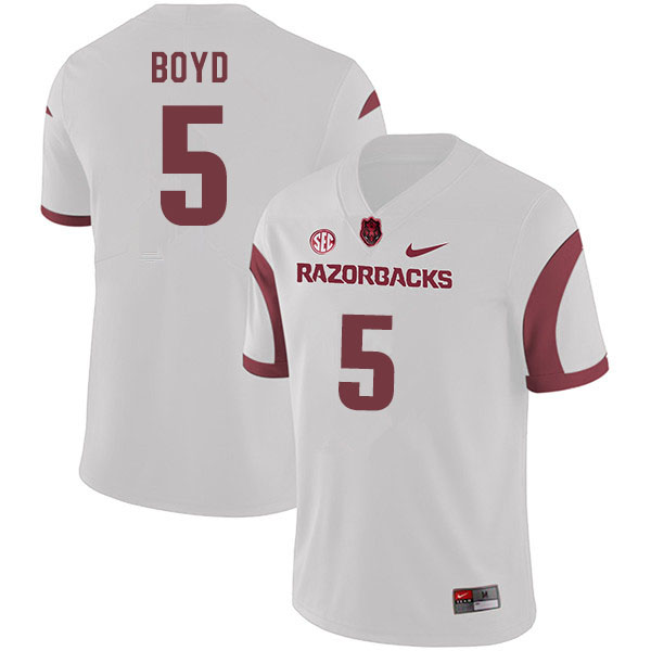 Men #5 Rakeem Boyd Arkansas Razorbacks College Football Jerseys Sale-White